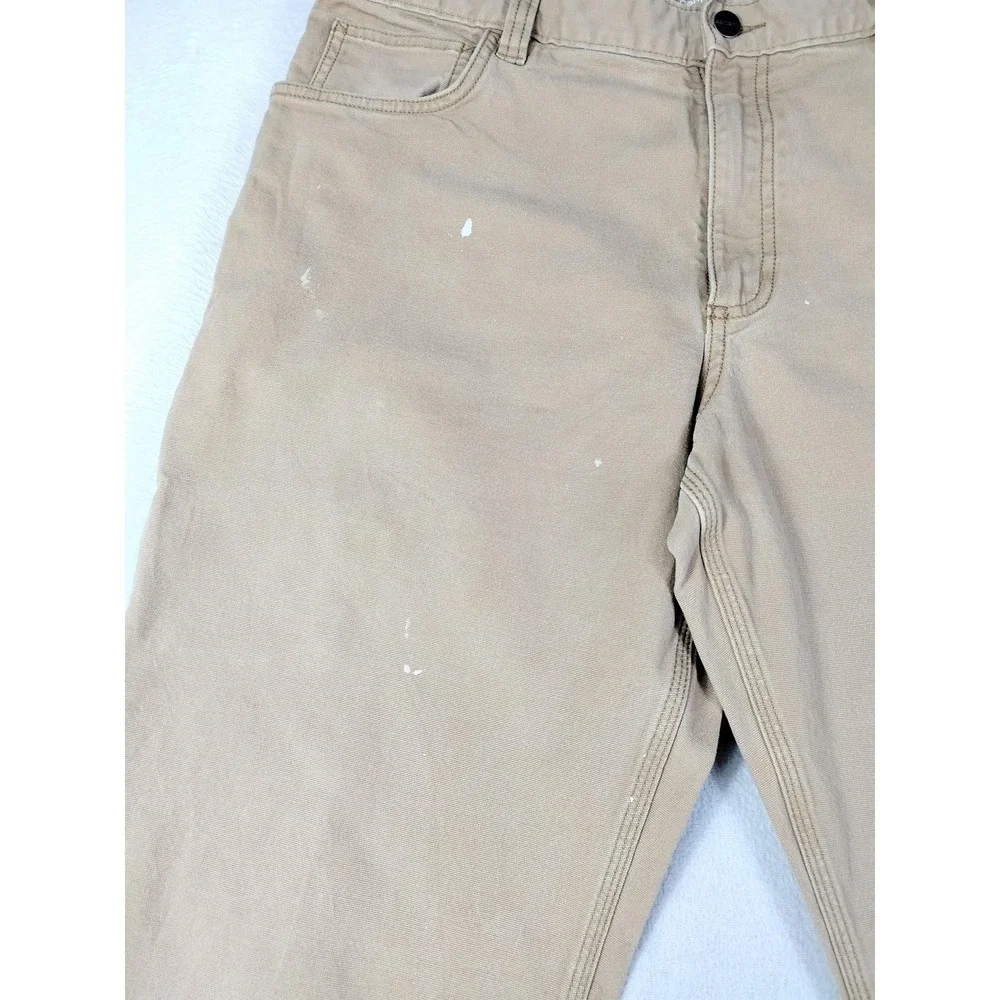 Carhartt Carpenter Pants Mens 36 Beige Relaxed Fit Canvas Stretch‎ Workwear